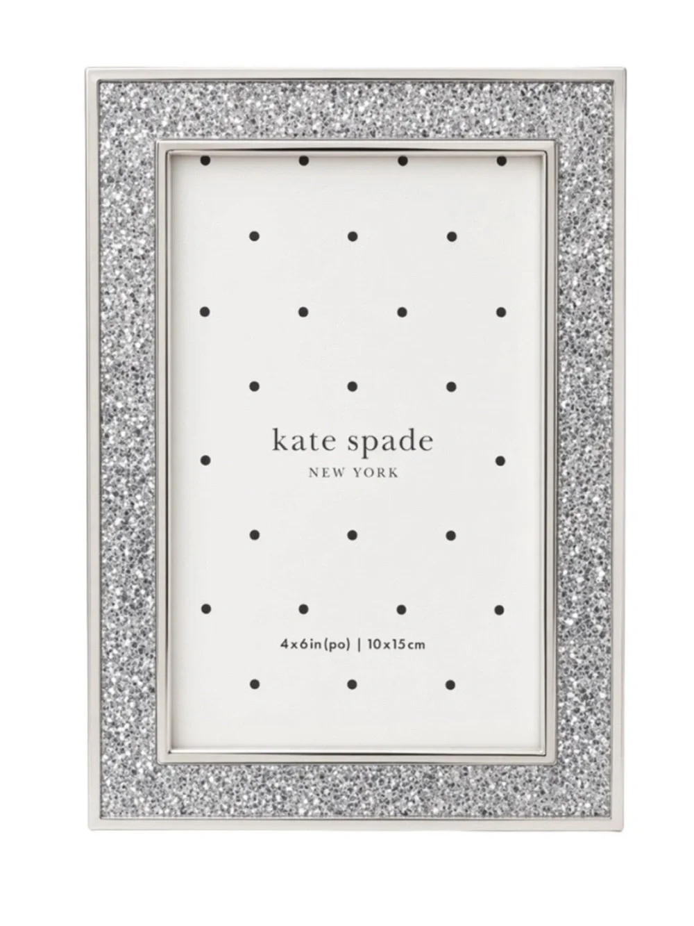 Kate Spade x Lenox Sitting Pretty Silver Glitter 4x6 Picture Frame NEW